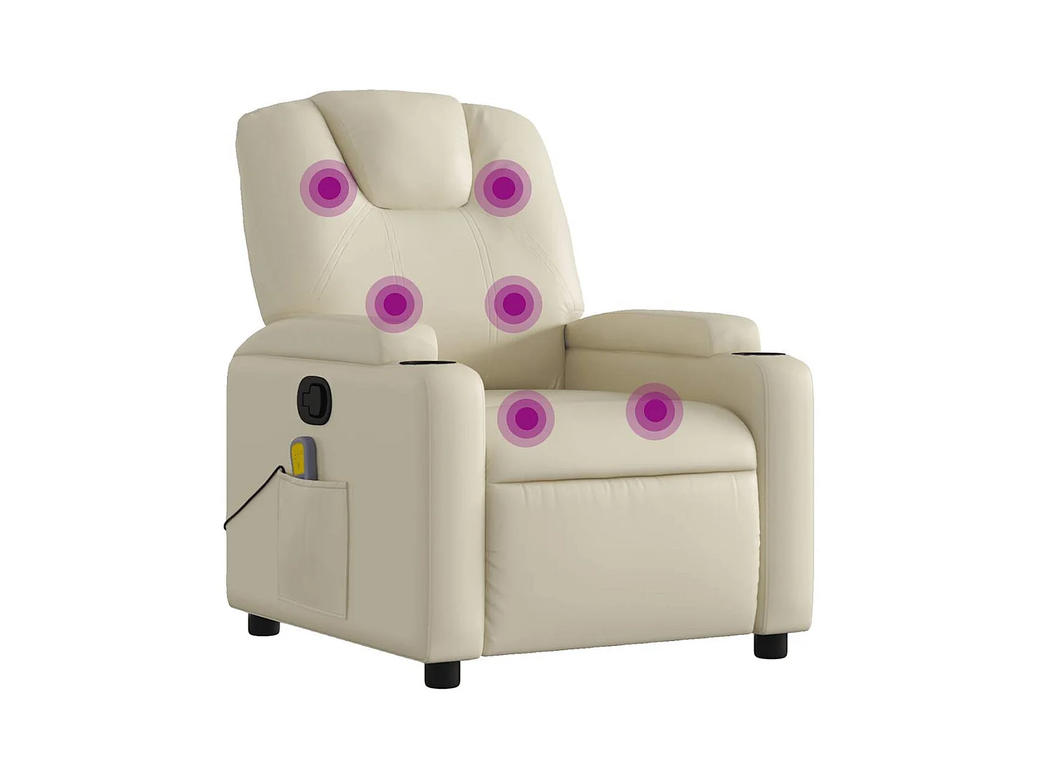 Fauteuil inclinable-Chaise de relax-Fauteuil de Massage Crème Similicuir SHL3111