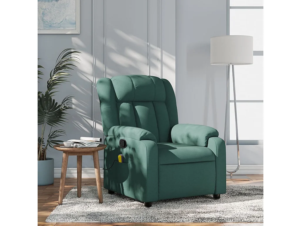 Fauteuil inclinable-Chaise de relax-Fauteuil de Massage vert foncé tissu SHL1963