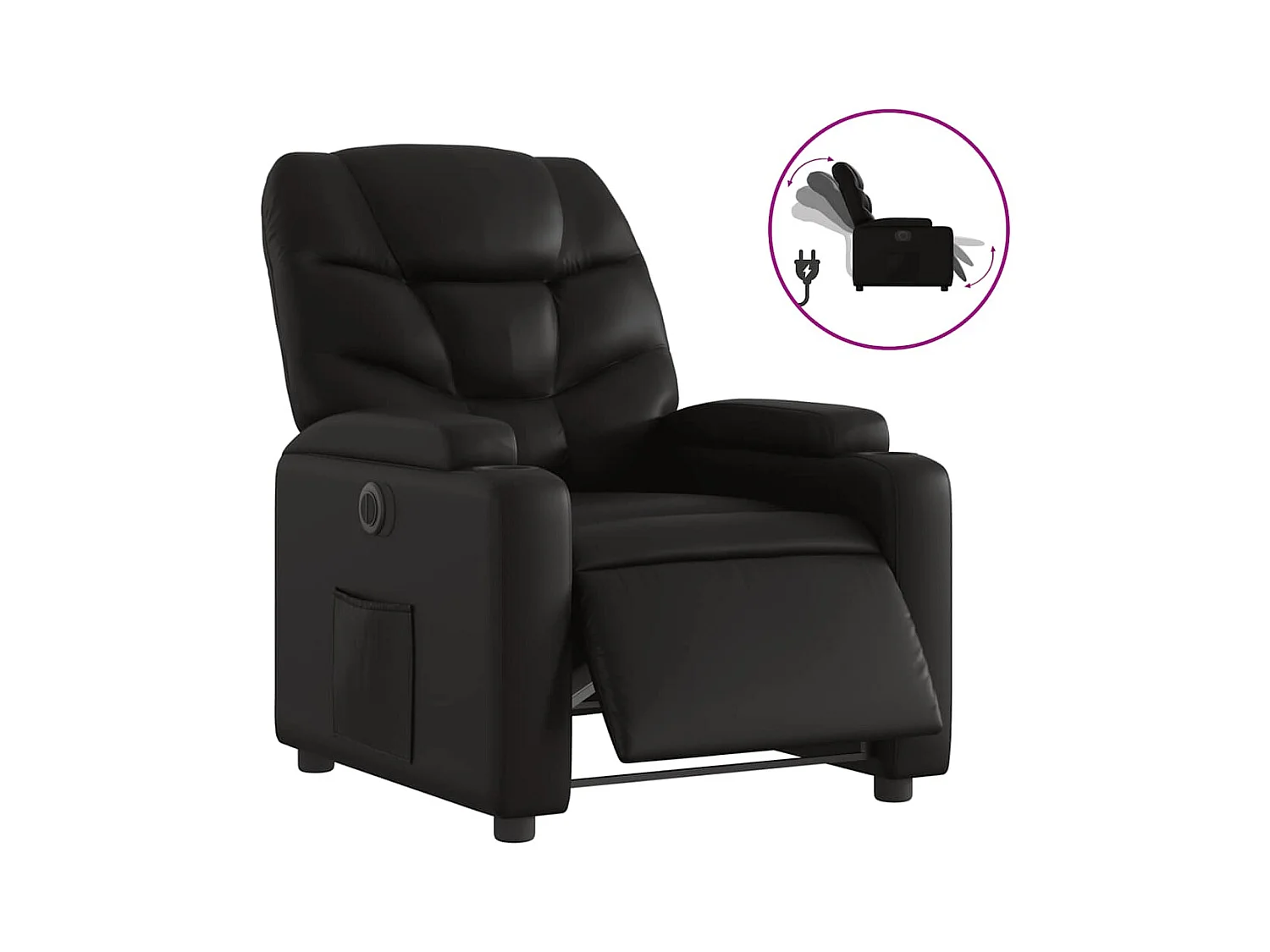 Poltrona Confortável | Poltrona reclinável elétrica couro artificial preto SHL941662