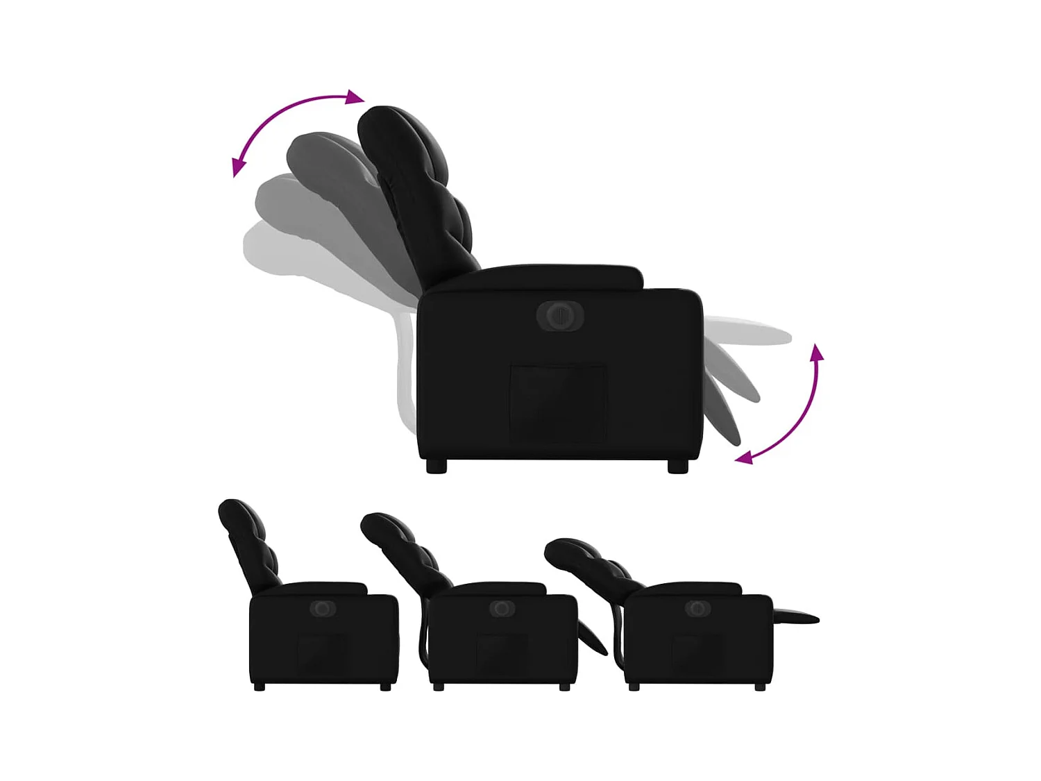 Poltrona Confortável | Poltrona reclinável elétrica couro artificial preto SHL941662