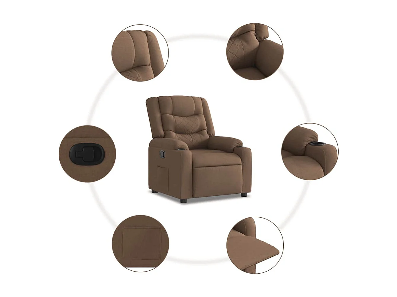 Fauteuil inclinable-Chaise de relax-Fauteuil TV Marron Tissu SHL1077
