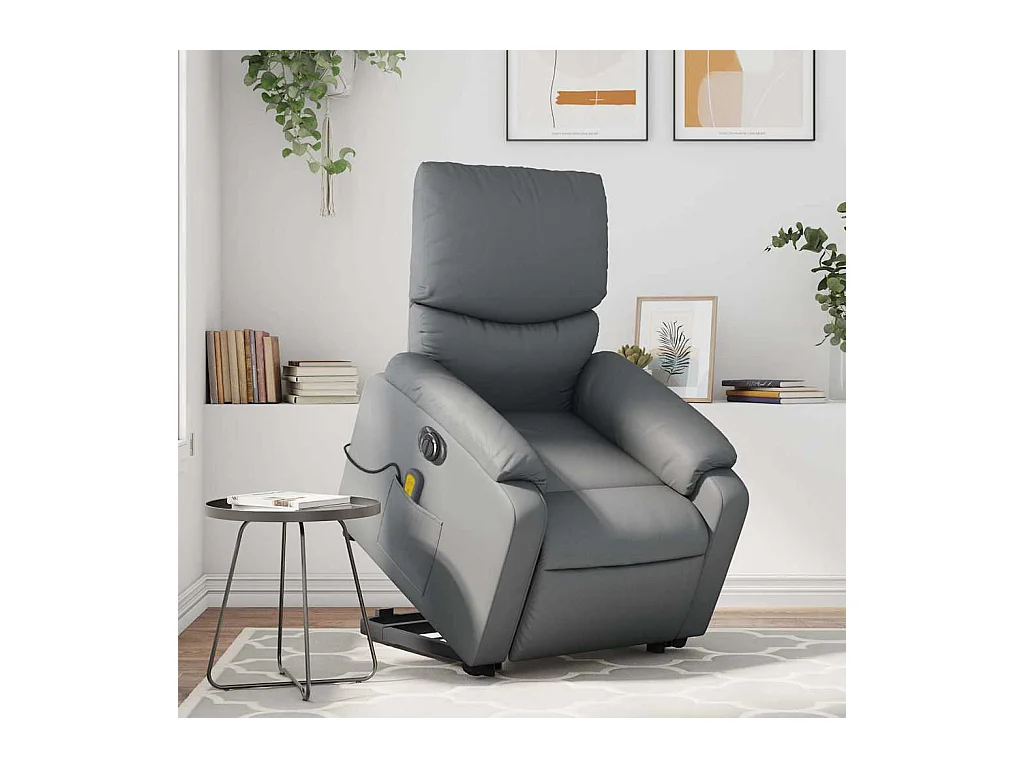 Sillón de salón | Silla | Sillón de masaje elevable eléctrico cuero sintético gris SHL5180