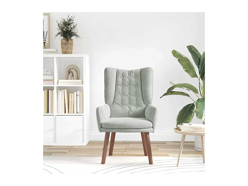 Sillón de relax | Silla Relax | Sillón de salón Gris claro 63x67x94 cm Terciopelo SHL2910