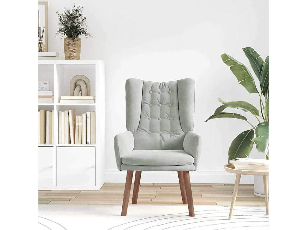 Relaxstoel | Ontspanningsstoel Lichtgrijs 63 x 67 x 94 cm Fluweel