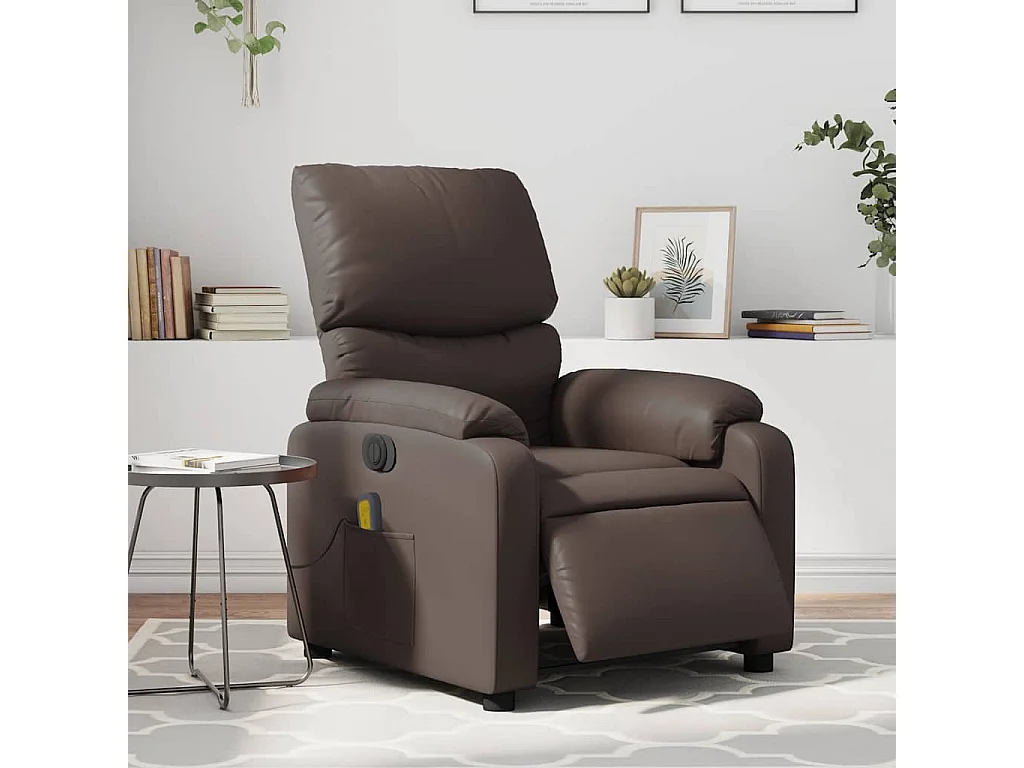 Fauteuil inclinable électrique-Fauteuil de massage pour Salon marron similicuir SHL3145