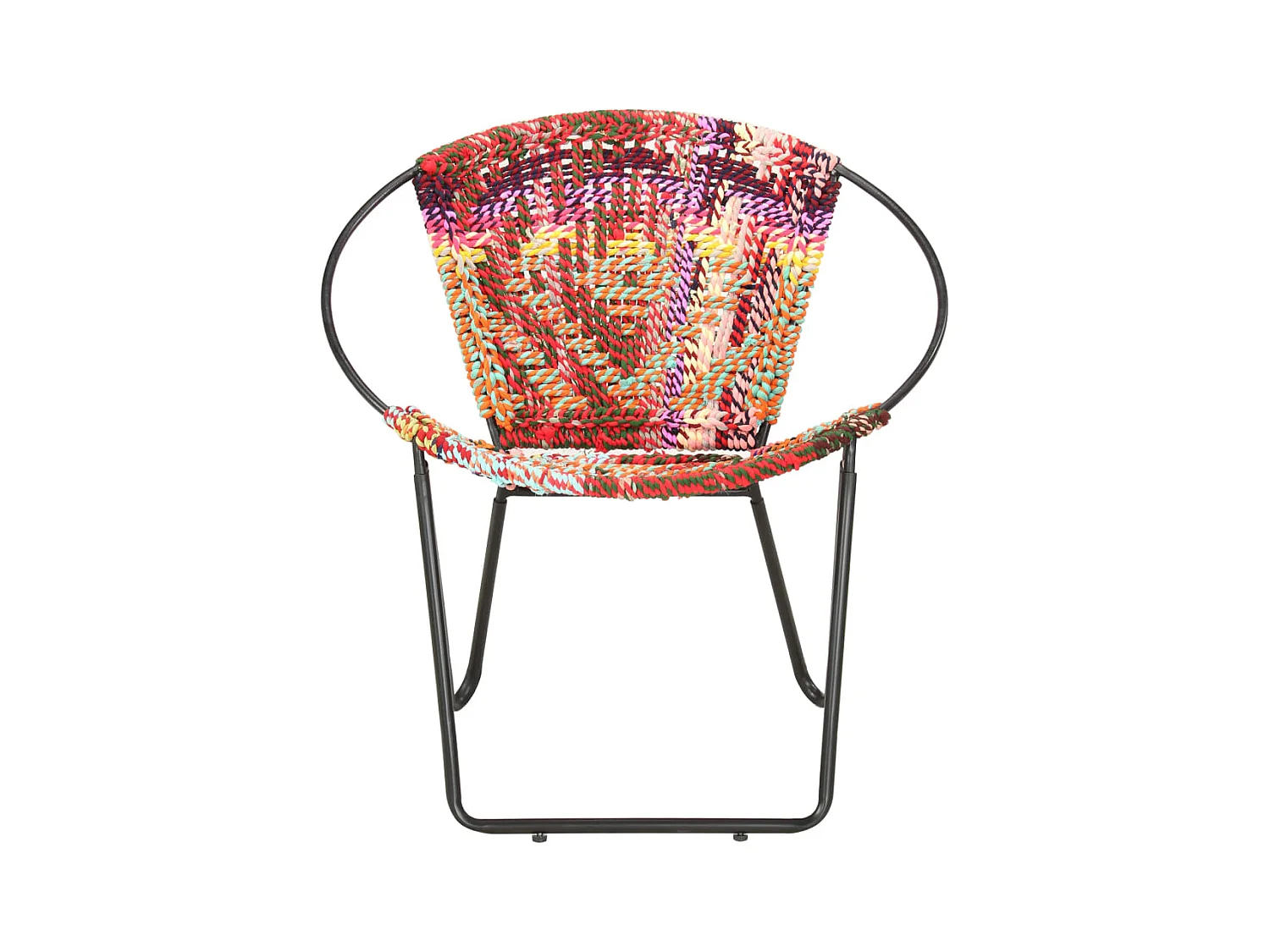 Silla circular chindi de tela multicolor SHL8449