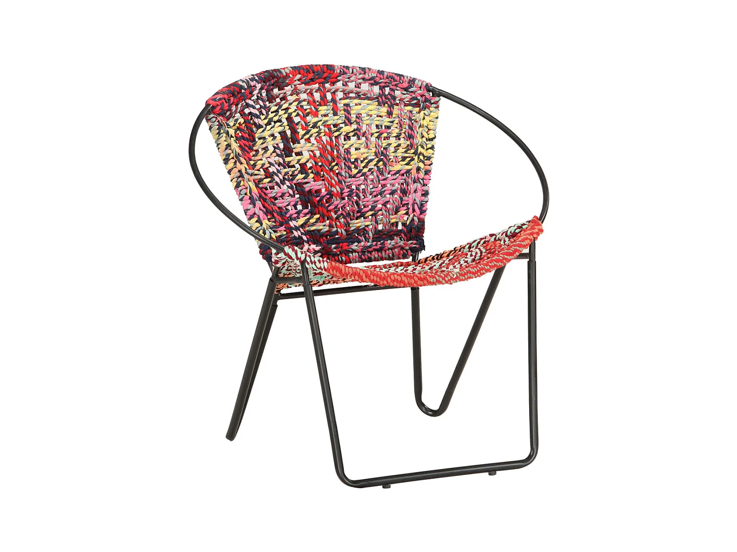 Silla circular chindi de tela multicolor SHL8449