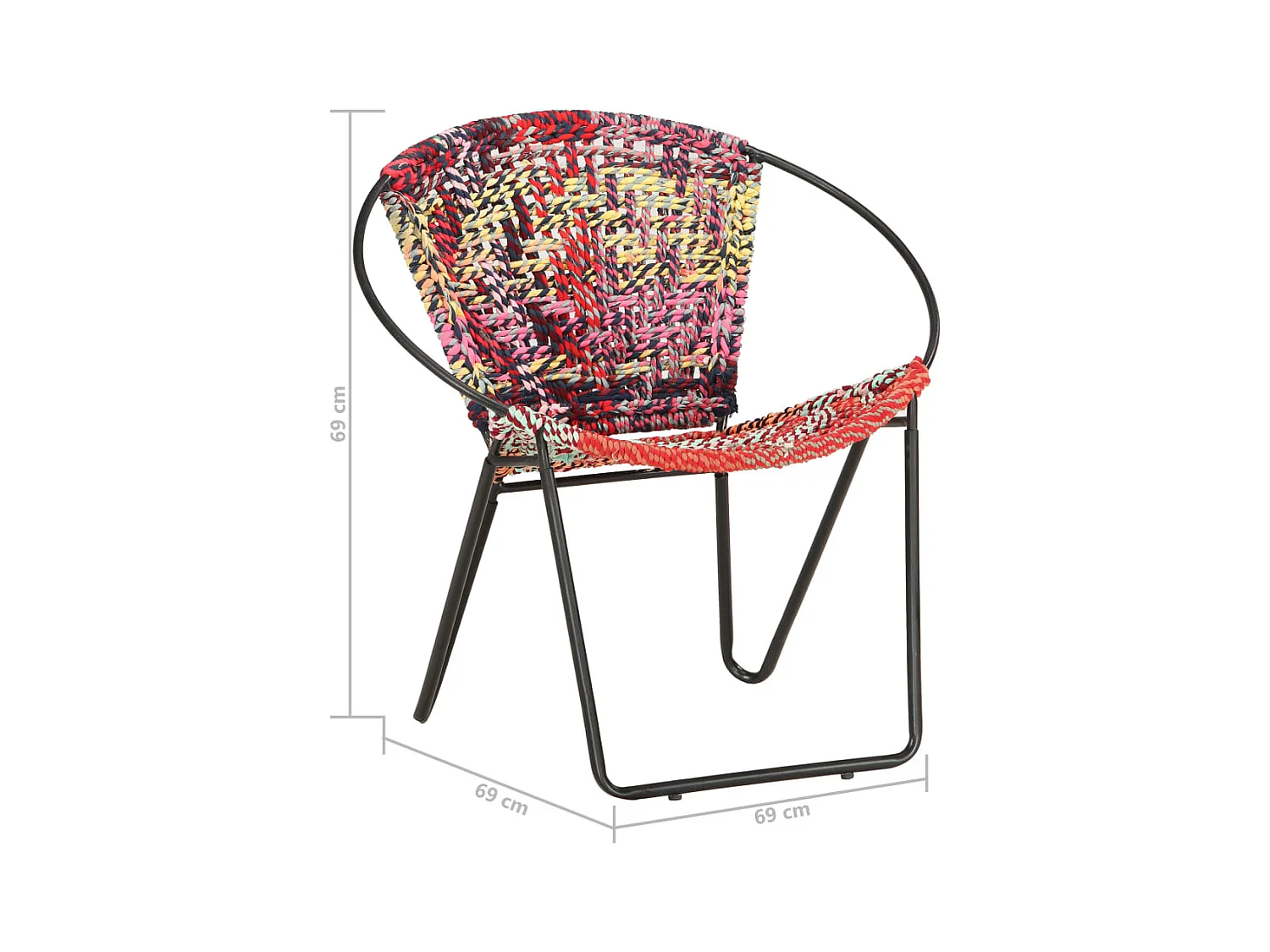 Silla circular chindi de tela multicolor SHL8449