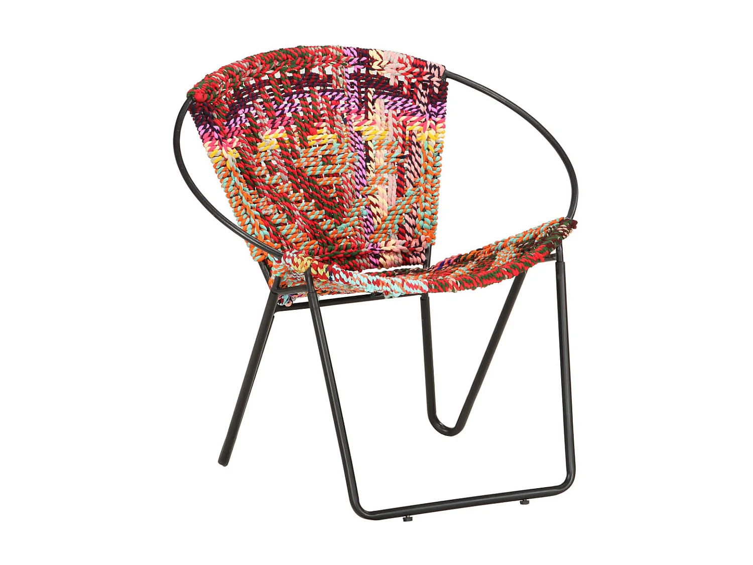 Silla circular chindi de tela multicolor SHL8449