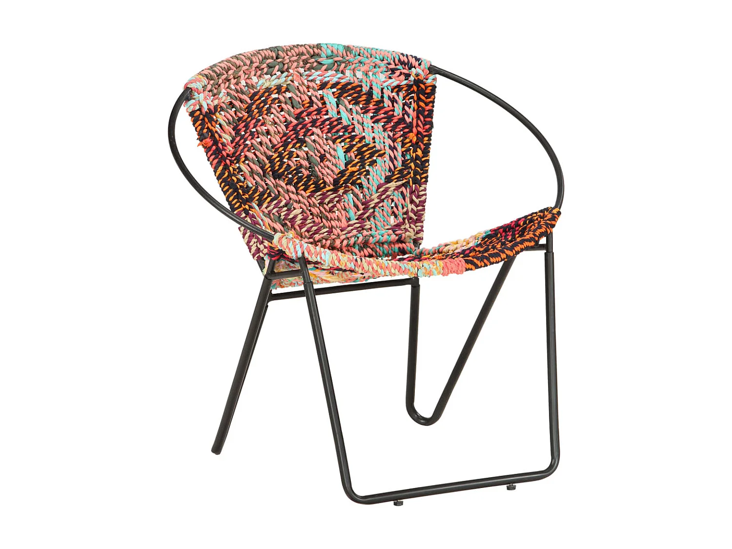 Silla circular chindi de tela multicolor SHL8449