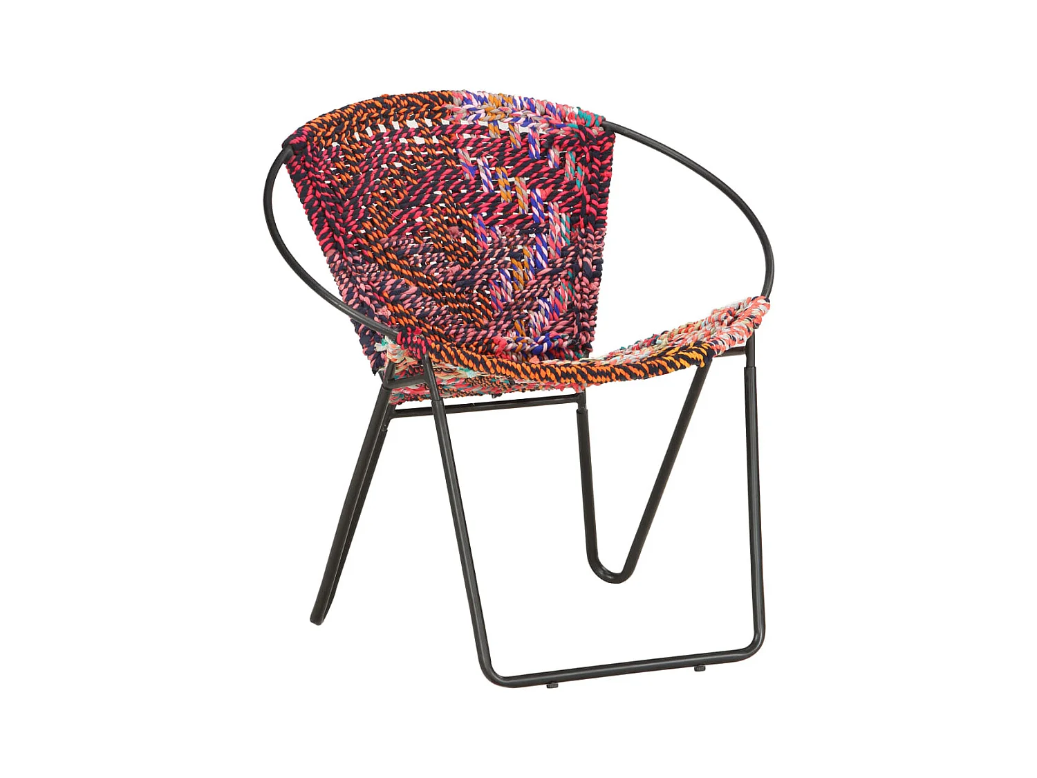 Silla circular chindi de tela multicolor SHL8449