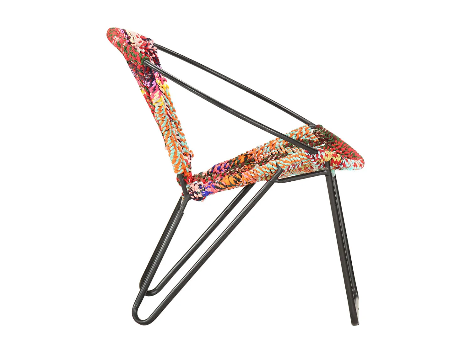 Silla circular chindi de tela multicolor SHL8449