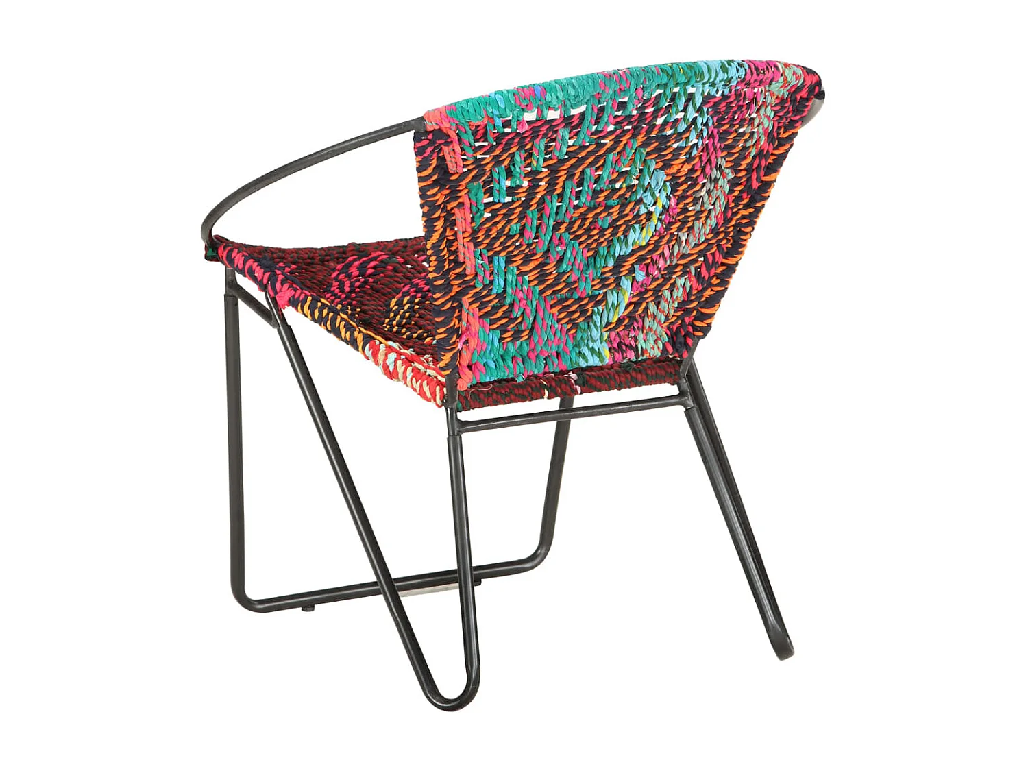 Silla circular chindi de tela multicolor SHL8449