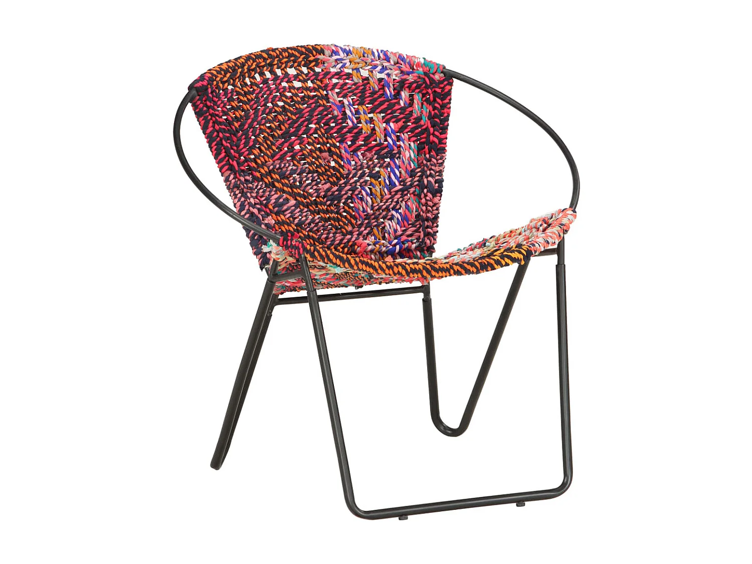 Silla circular chindi de tela multicolor SHL8449