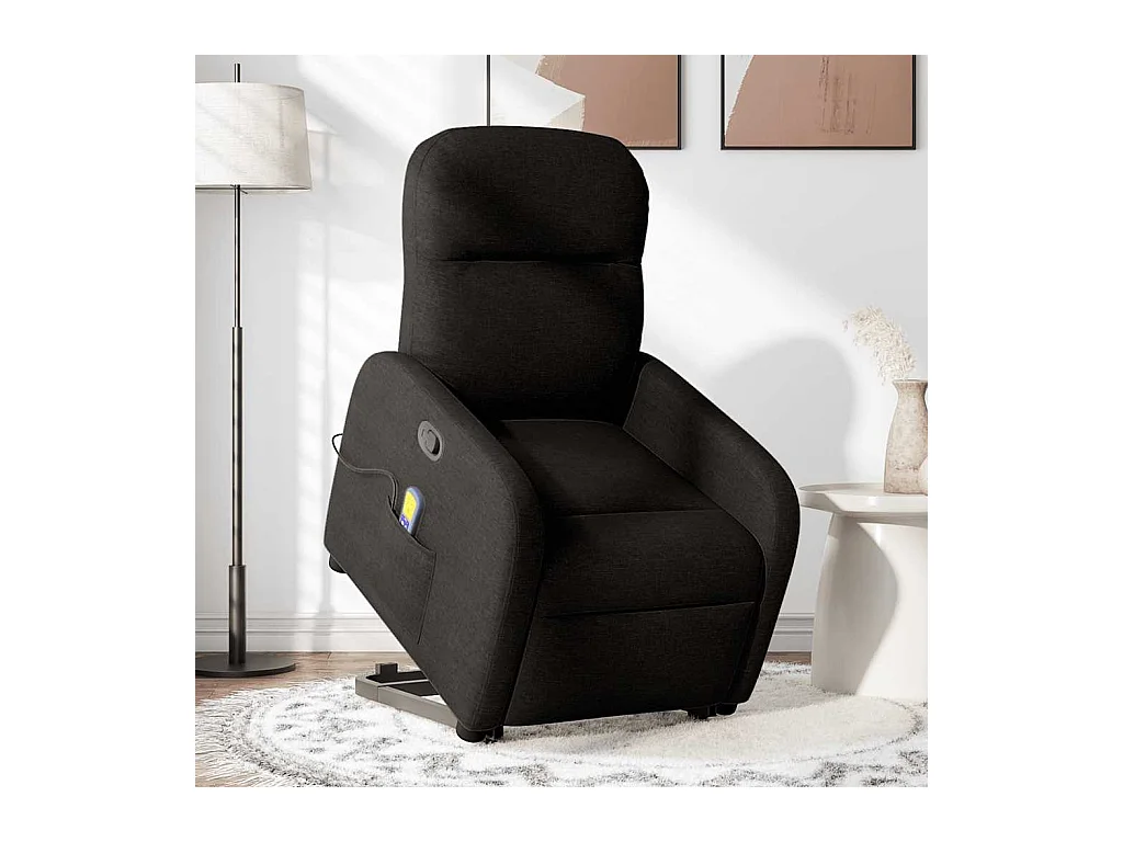 Sillón de relax | Sillón reclinable de masaje elevable tela negro SHL3036