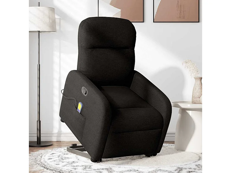Fauteuil inclinable-Chaise de relax-Fauteuil de Massage Noir Tissu SHL3331