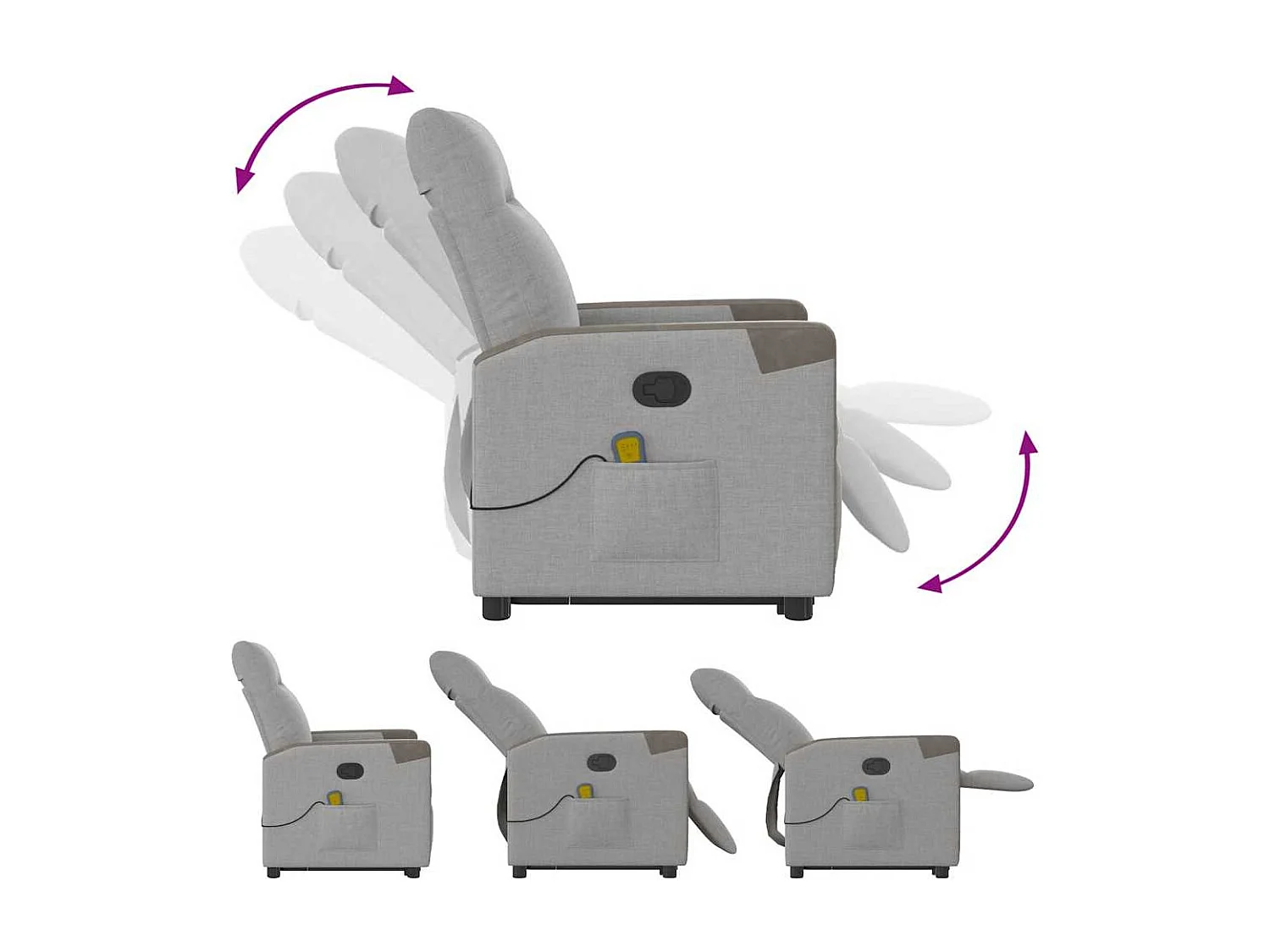 Sillón de salón | Silla | Sillón de masaje reclinable de pie de tela gris nube SHL6467