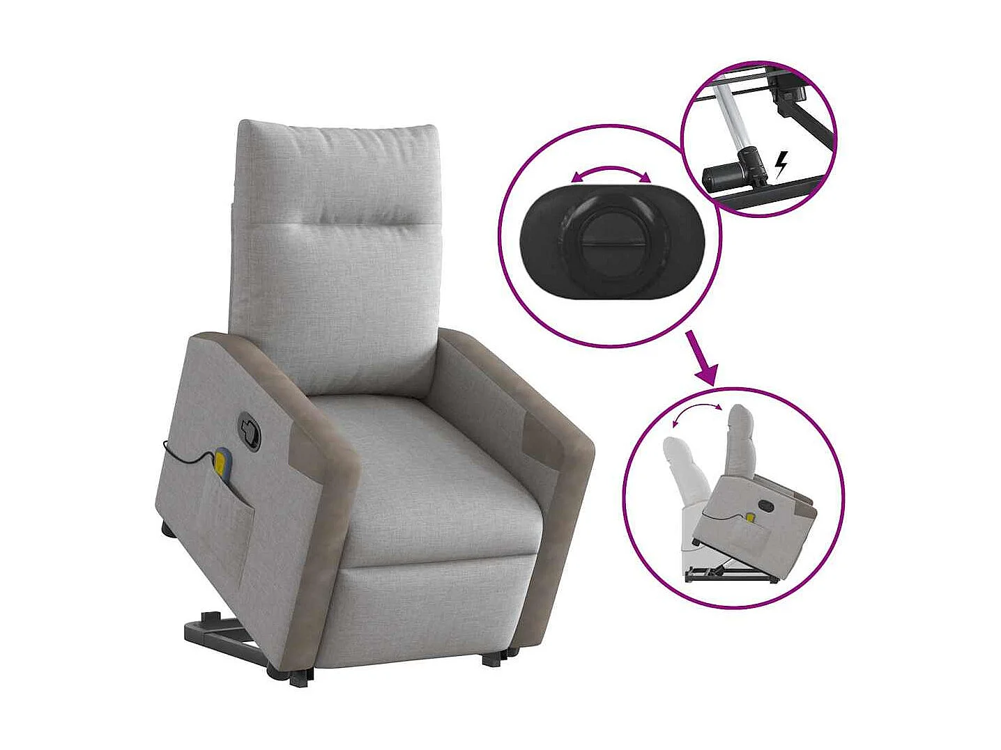 Sillón de salón | Silla | Sillón de masaje reclinable de pie de tela gris nube SHL6467