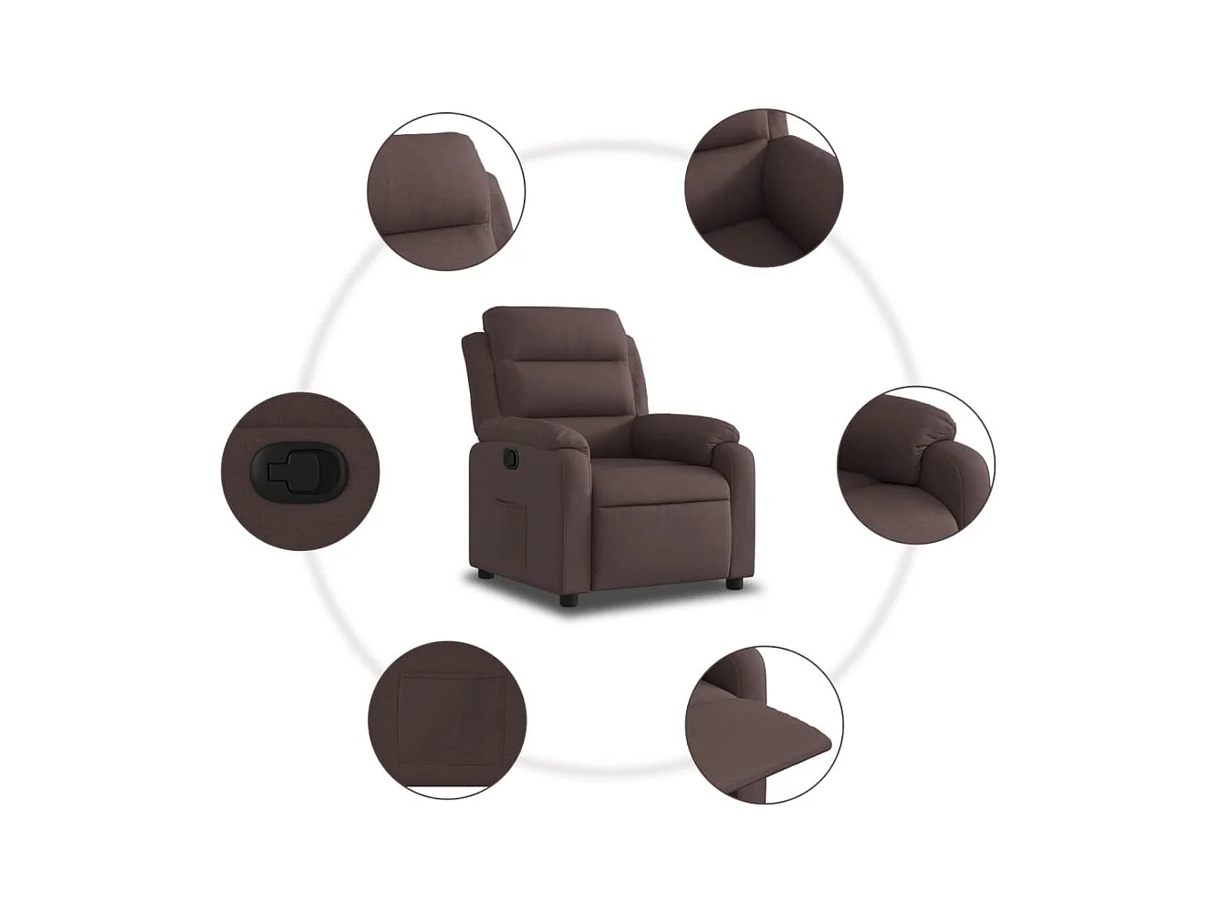 Sillón de relax | Silla | Sillón reclinable de tela marrón oscuro SHL7800