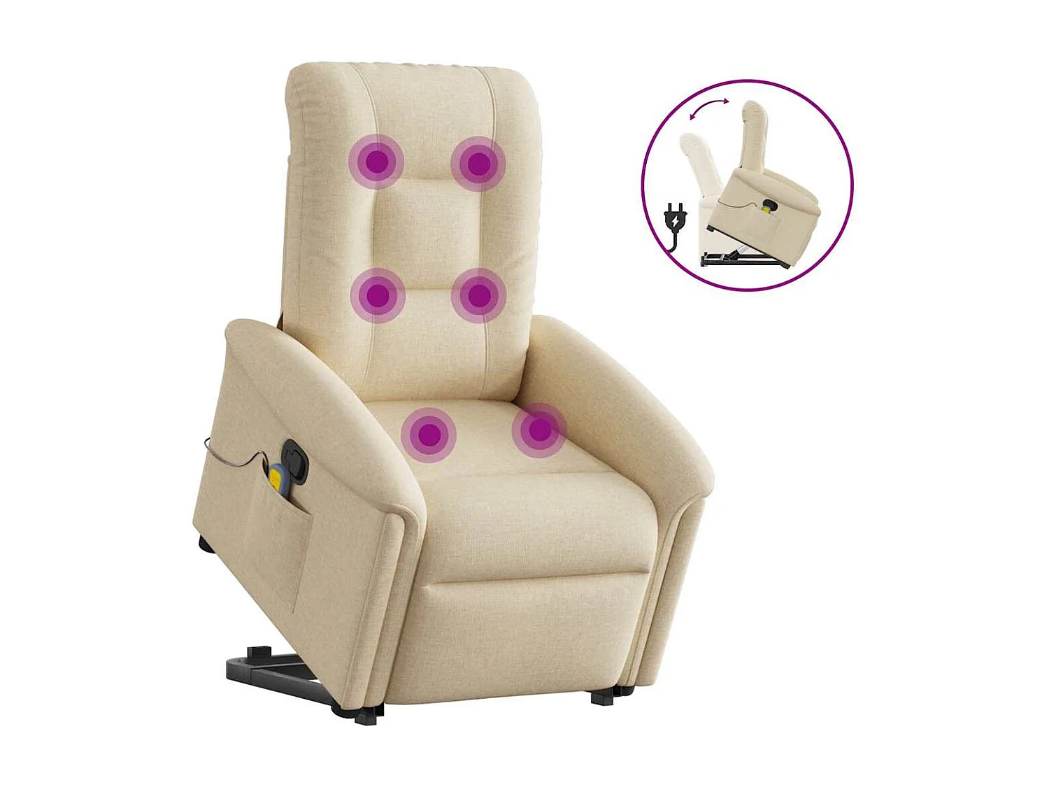 Silla de masaje reclinable de pie de tela color crema SHL2768