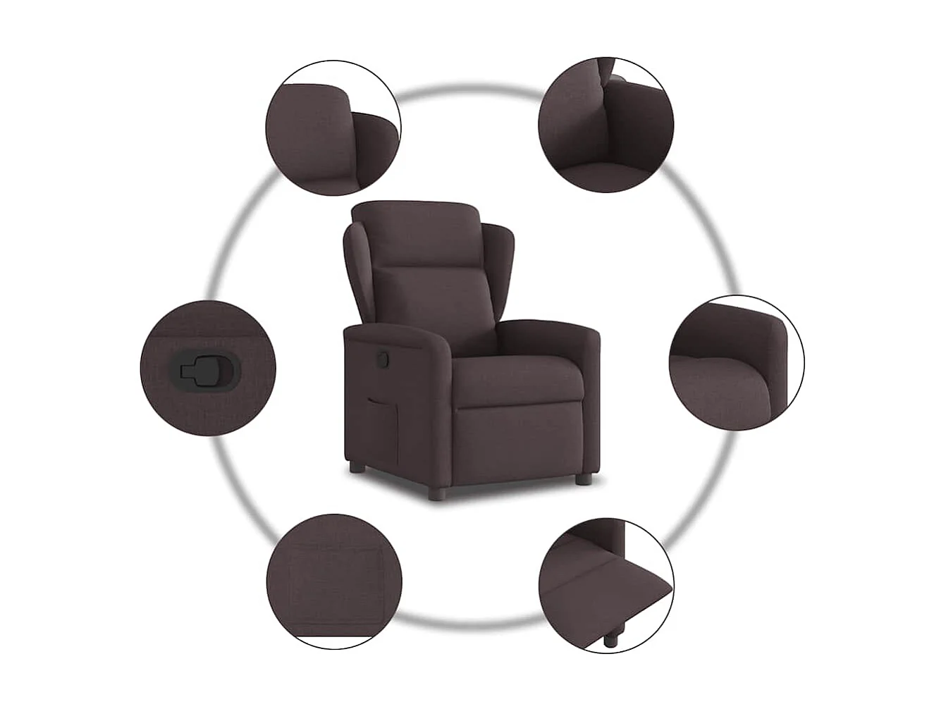 Fauteuil inclinable-Chaise de relax-Fauteuil TV Marron foncé Tissu SHL3506
