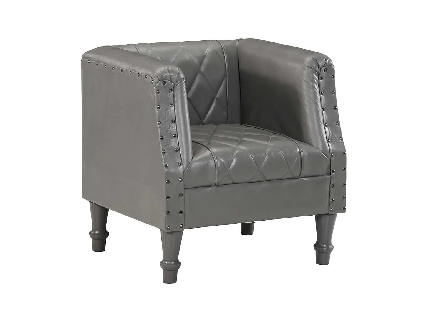 Sillón | Silla de cuero de cabra auténtico gris SHL9835
