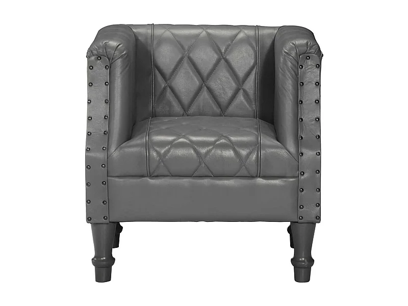 Fauteuil de salon-Chaise cabriolet Gris Cuir véritable de chèvre SHL5445