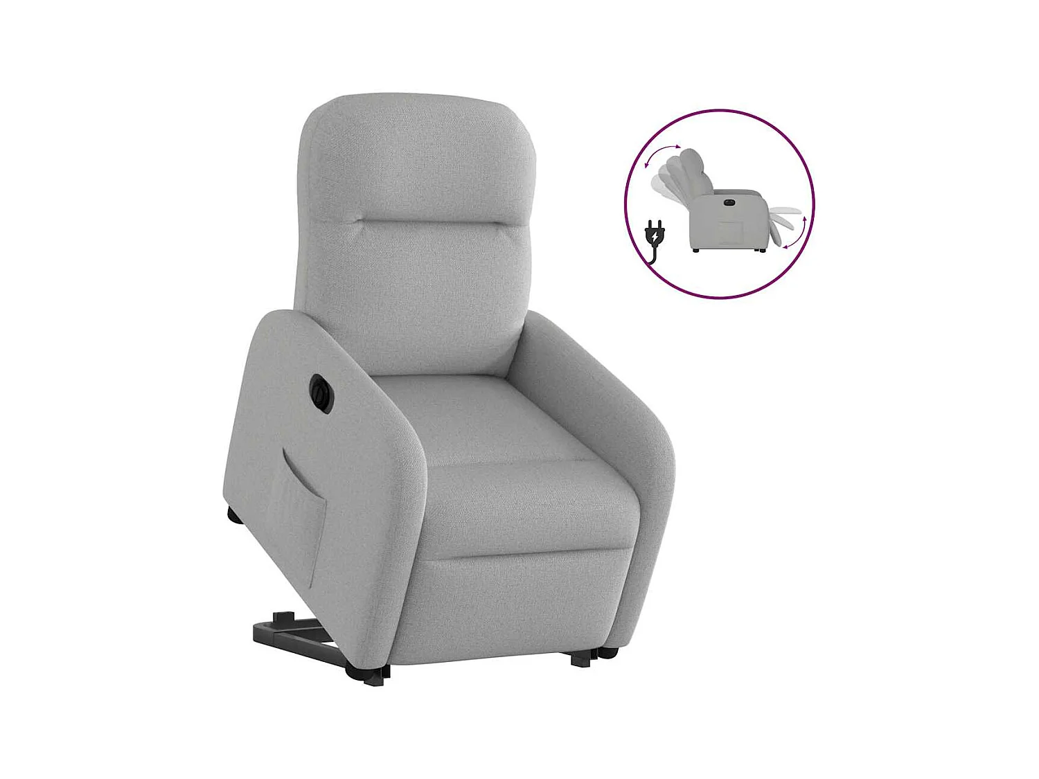 Silla de relax | Sillón eléctrico reclinable elevable de tela gris nube SHL2324