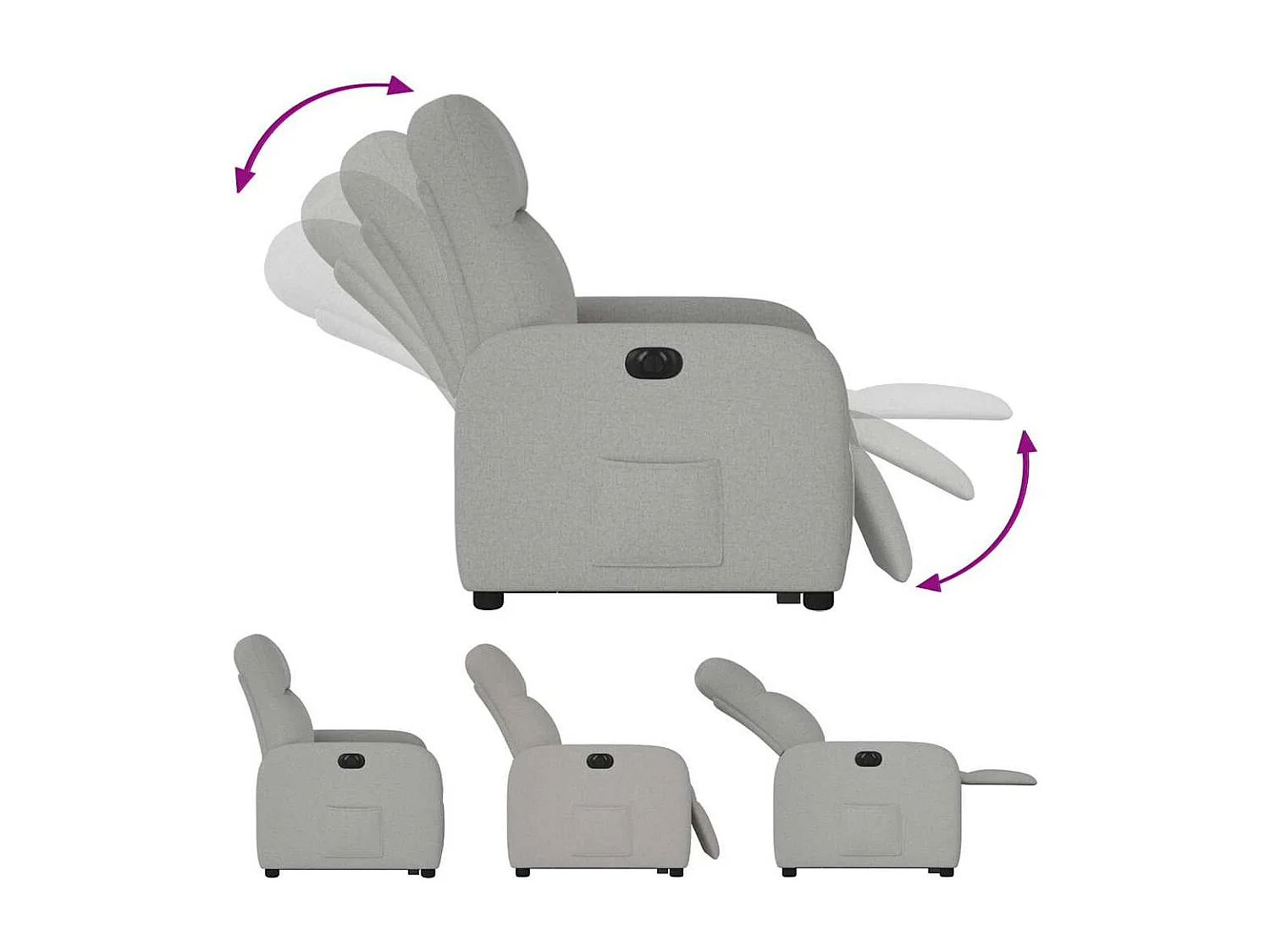Silla de relax | Sillón eléctrico reclinable elevable de tela gris nube SHL2324