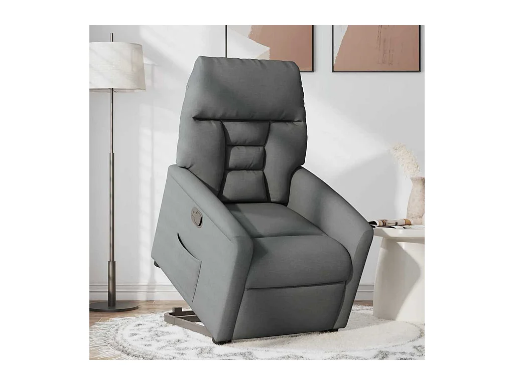Poltrona Confortável | Poltrona reclinável elevatória tecido cinzento-escuro SHL997200