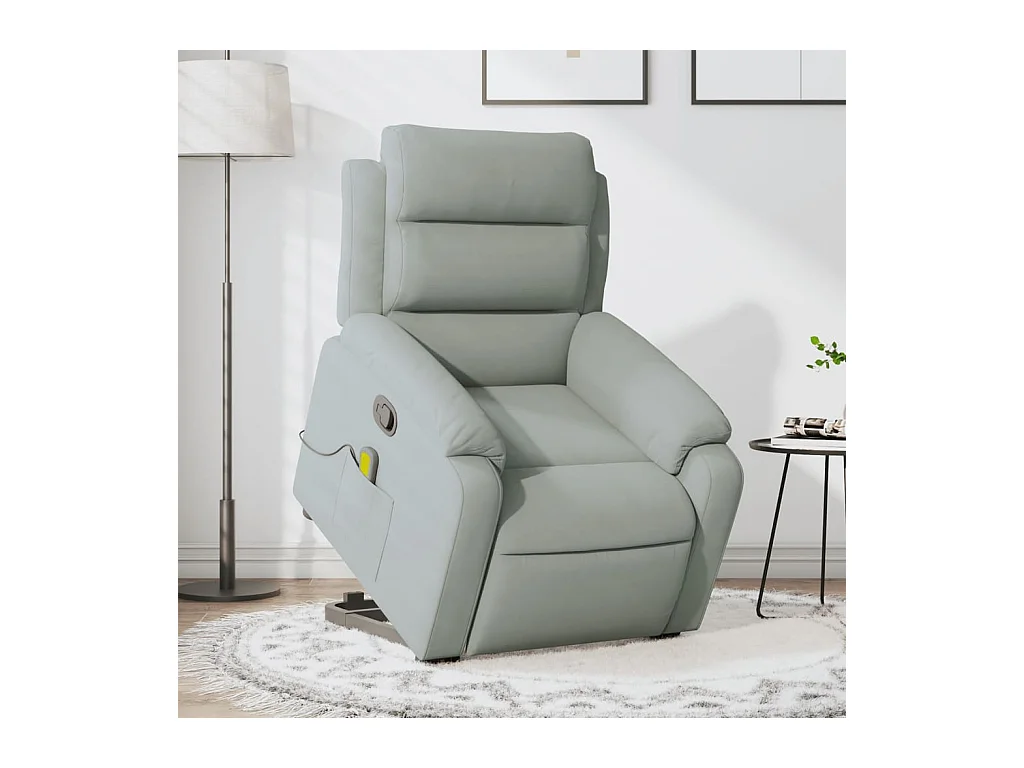 Sillón de relax | Sillón reclinable de masaje elevable terciopelo gris claro SHL9534