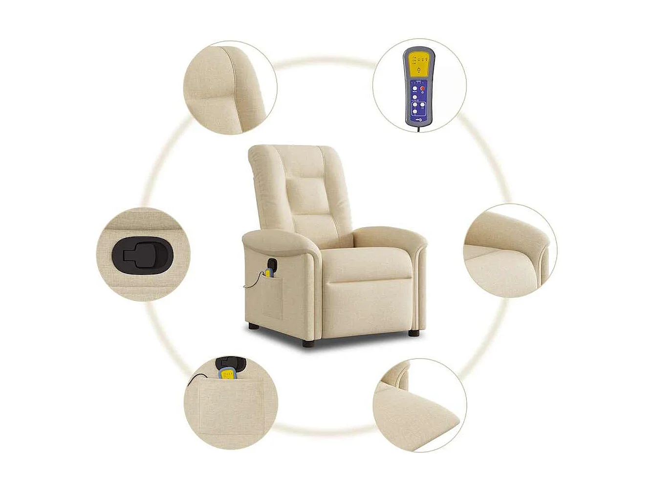 Relaxsessel | Massagesessel Creme Stoff SHL52548