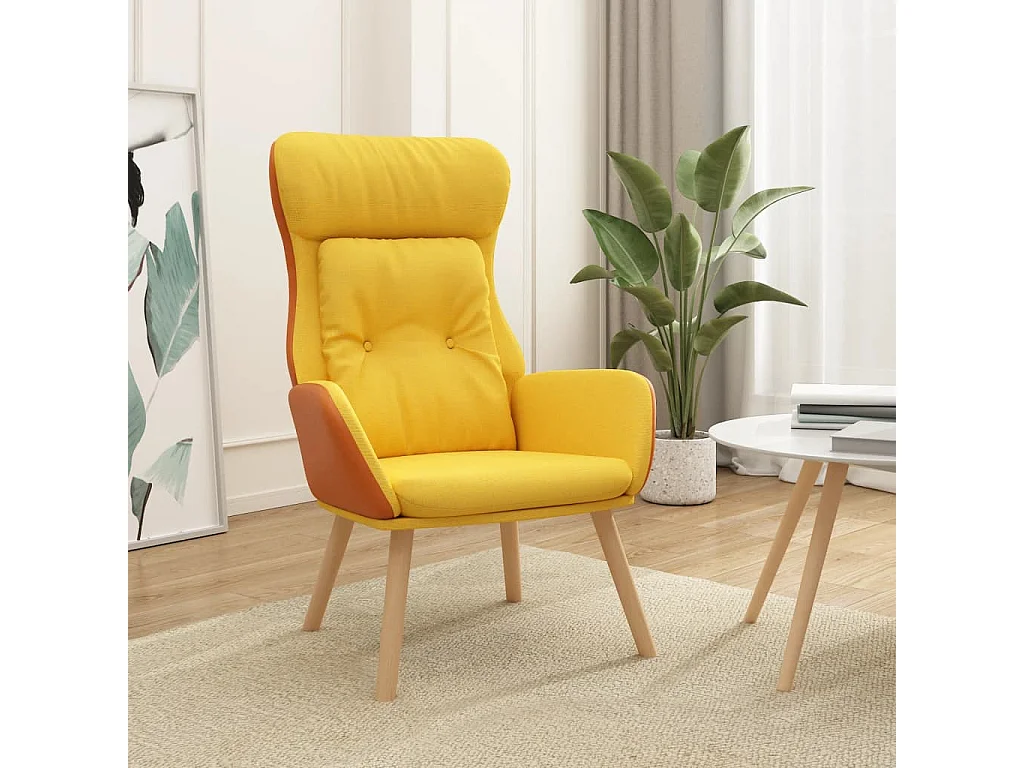 Chaise de relaxation-Fauteuil de Salon Jaune moutarde Tissu et PVC SHL2442