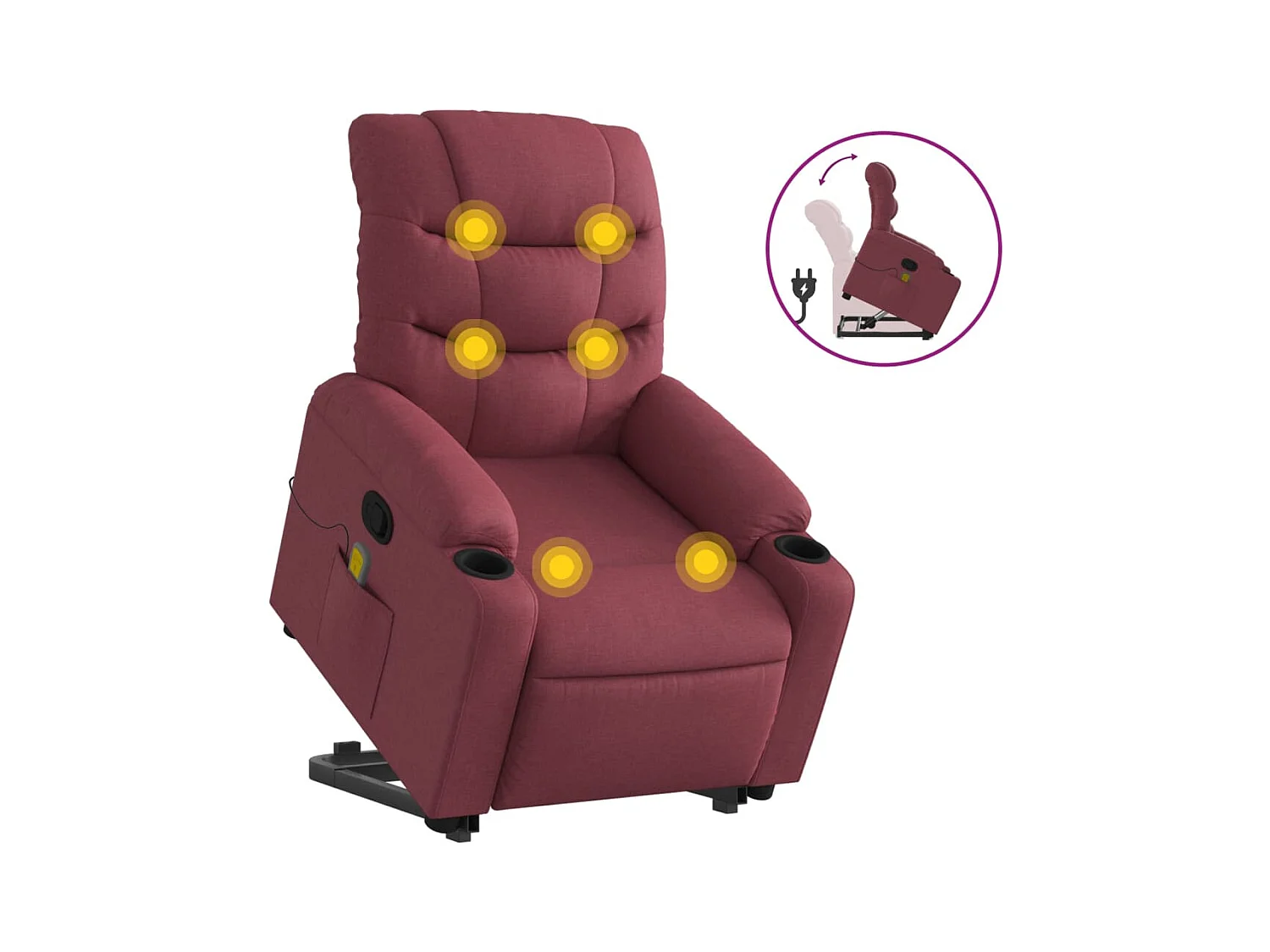 Poltrona de massagens reclin. elevatória tecido vermelho tinto SHL571220