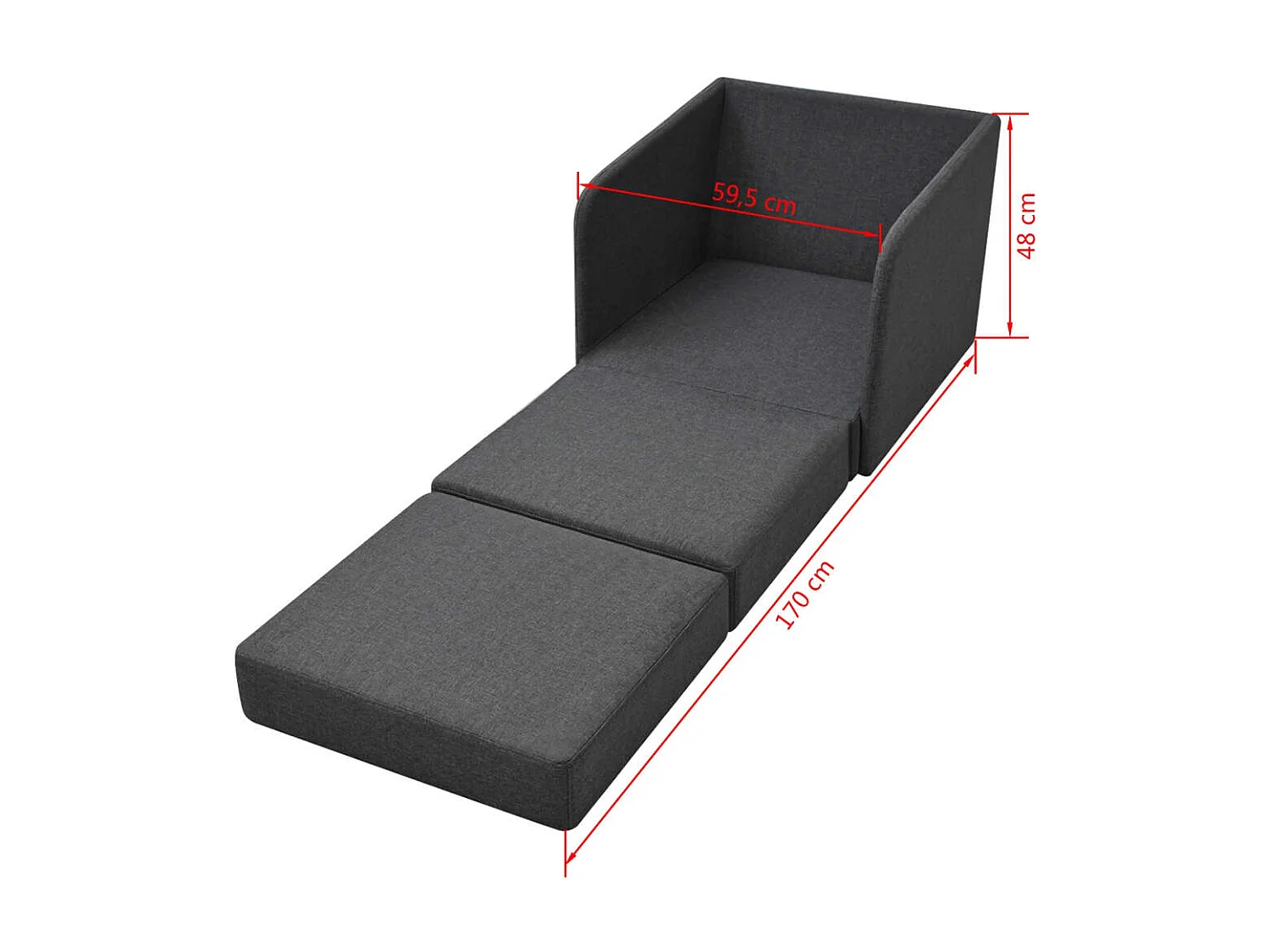 Sillón convertible tela gris oscuro SHL7334