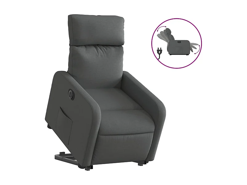 Fauteuil inclinable électrique-Chaise de relax-Fauteuil salon gris foncé tissu SHL1765