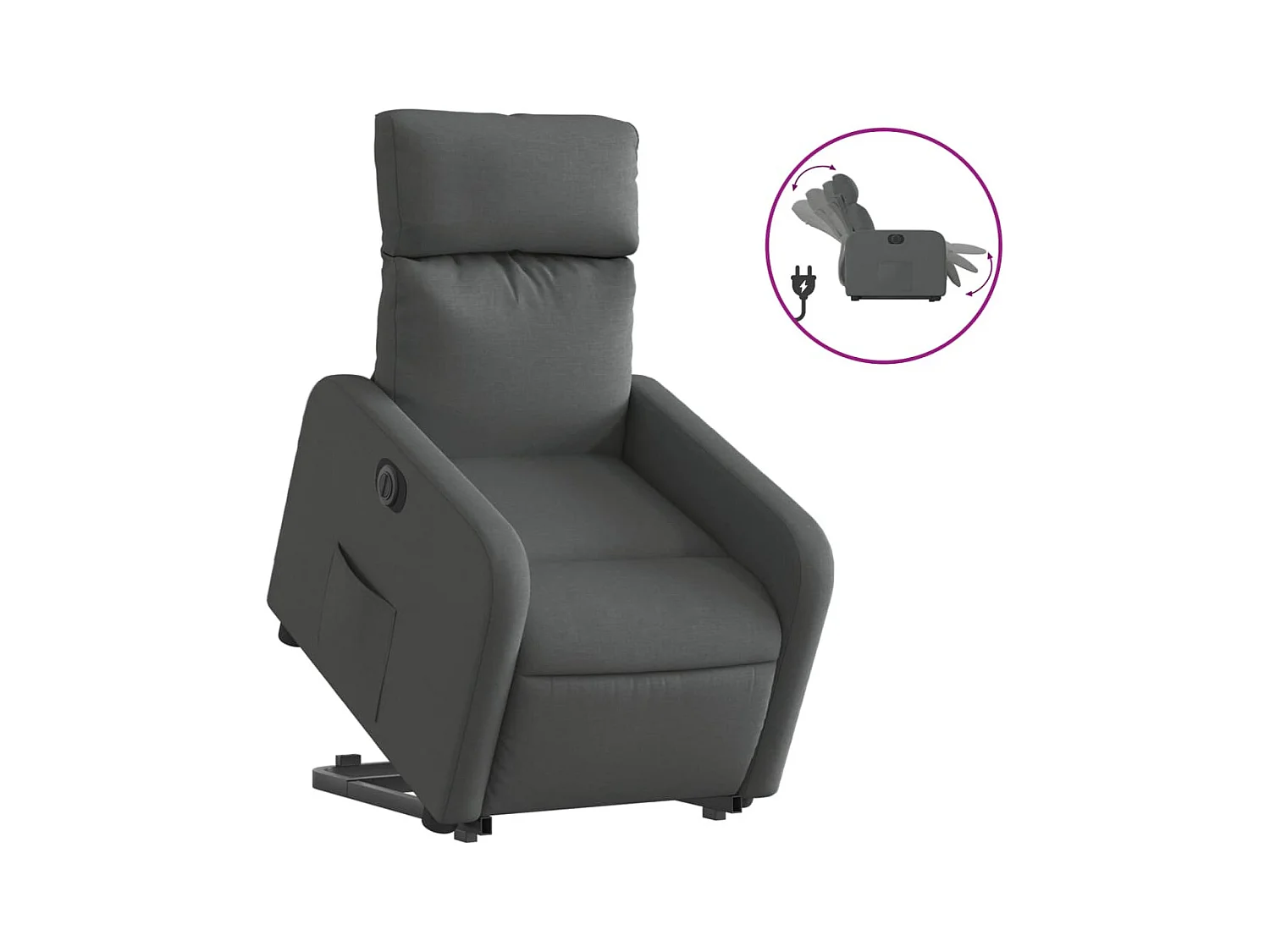 Fauteuil inclinable électrique-Chaise de relax-Fauteuil salon gris foncé tissu SHL1765
