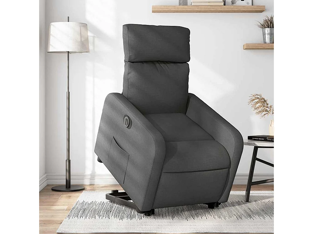 Relaxsessel mit Aufstehhilfe Elektrisch | Lounge Sessel indoor Dunkelgrau Stoff SHL23783