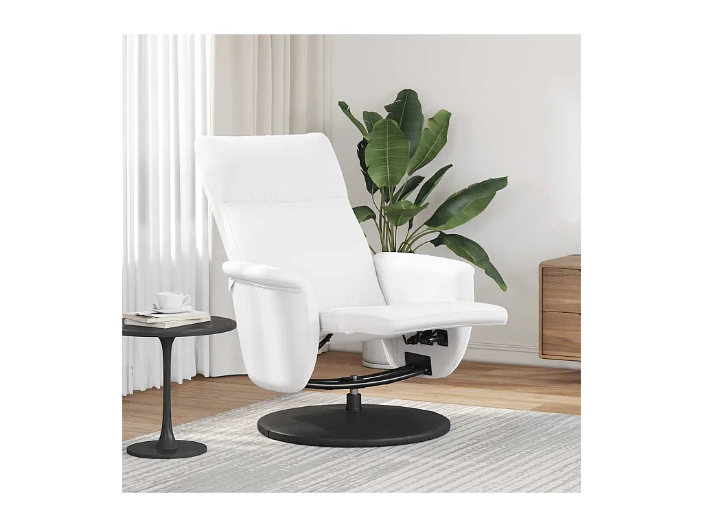 Sillón de relax | Sillón reclinable con reposapiés cuero sintético blanco SHL2012