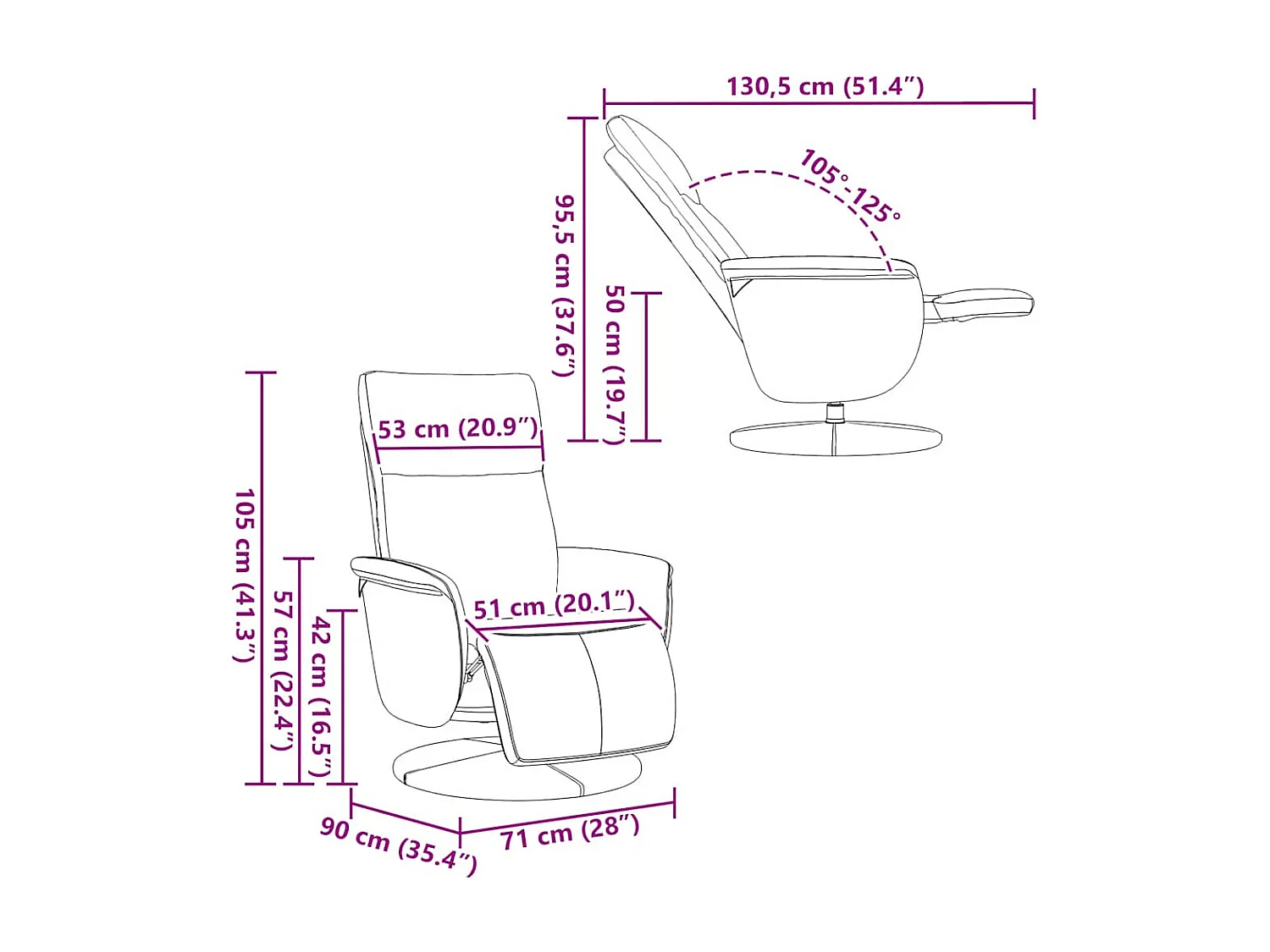 Relaxsessel | Lounge Sessel für Wohnzimmer mit Fußteil Weiß Kunstleder SHL48284