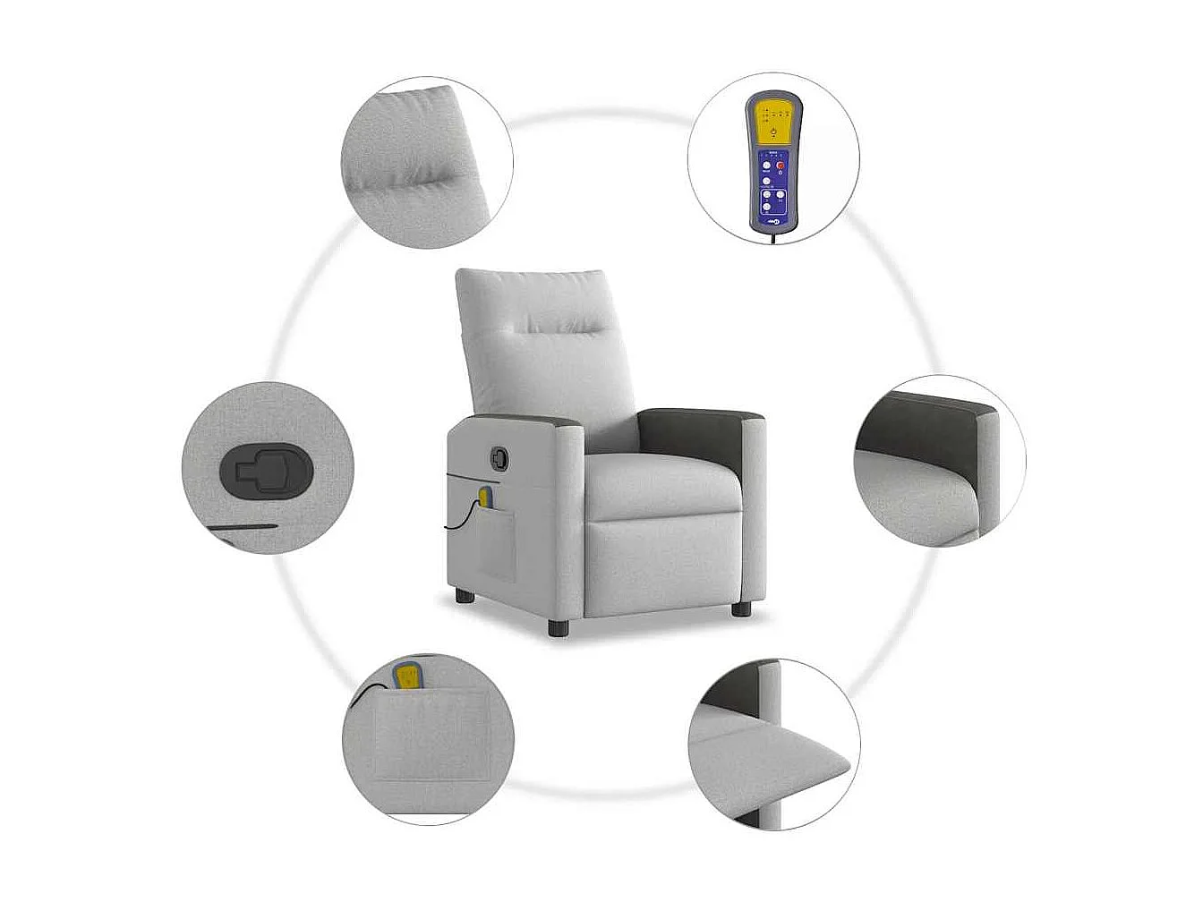 Cadeira de massagem reclinável tecido cinzento SHL223214