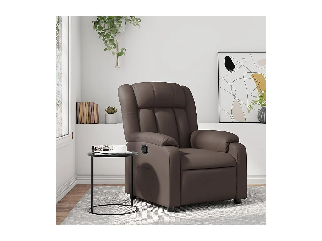 Sillón de relax | Sillón reclinable de cuero sintético marrón SHL7634