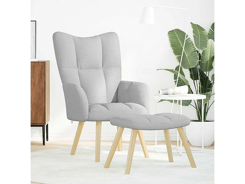 Fauteuil de relaxation-Fauteuil de Lecture avec repose-pieds gris nuage tissu SHL1051