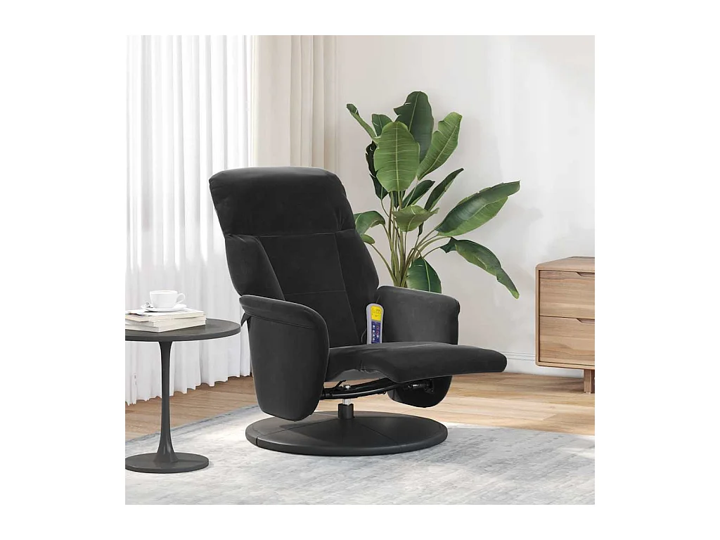 Sillón de relax | Sillón reclinable de masaje con reposapiés terciopelo negro SHL6954