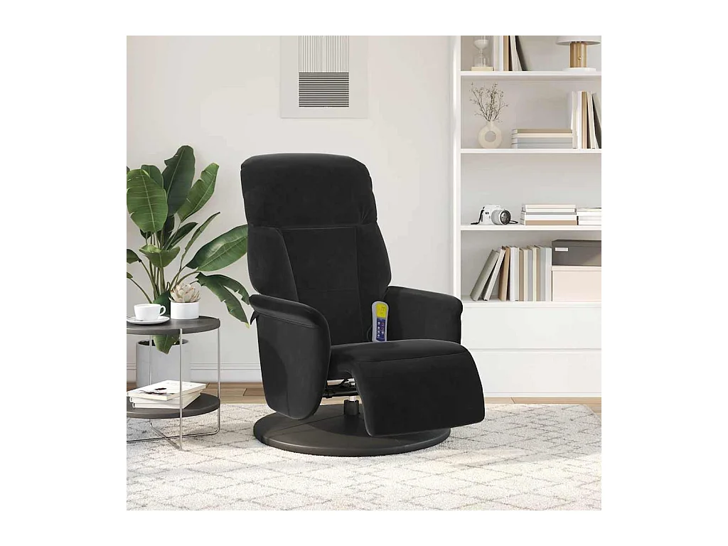 Sillón de relax | Sillón reclinable de masaje con reposapiés terciopelo negro SHL6954