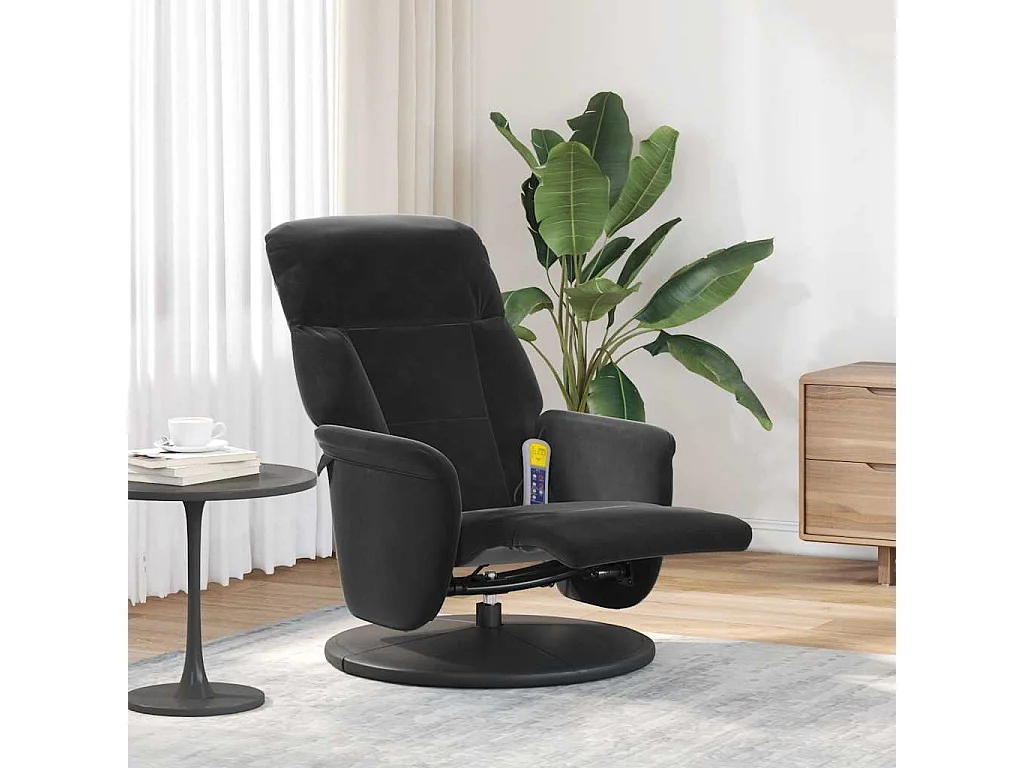 Massagesessel | Relaxsessel mit Fußteil Schwarz Samt SHL26804