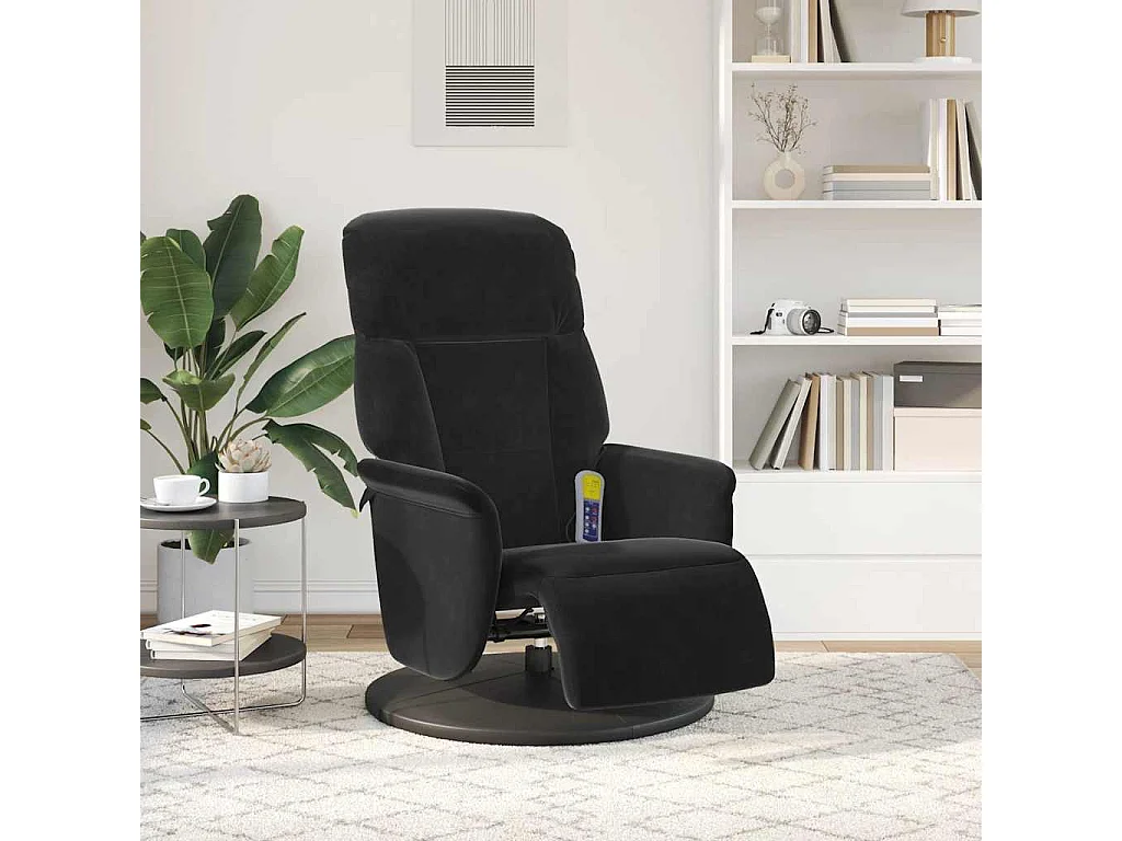 Massagesessel | Relaxsessel mit Fußteil Schwarz Samt SHL26804