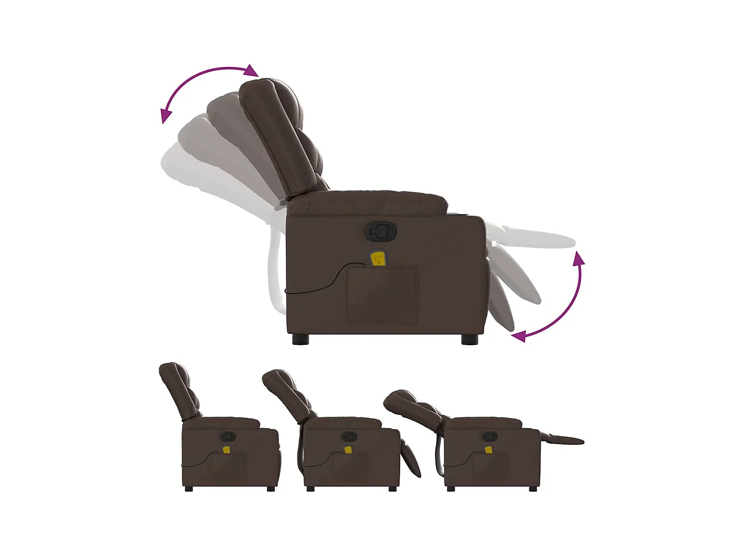 Poltrona de massagens reclinável couro artificial castanho SHL509498