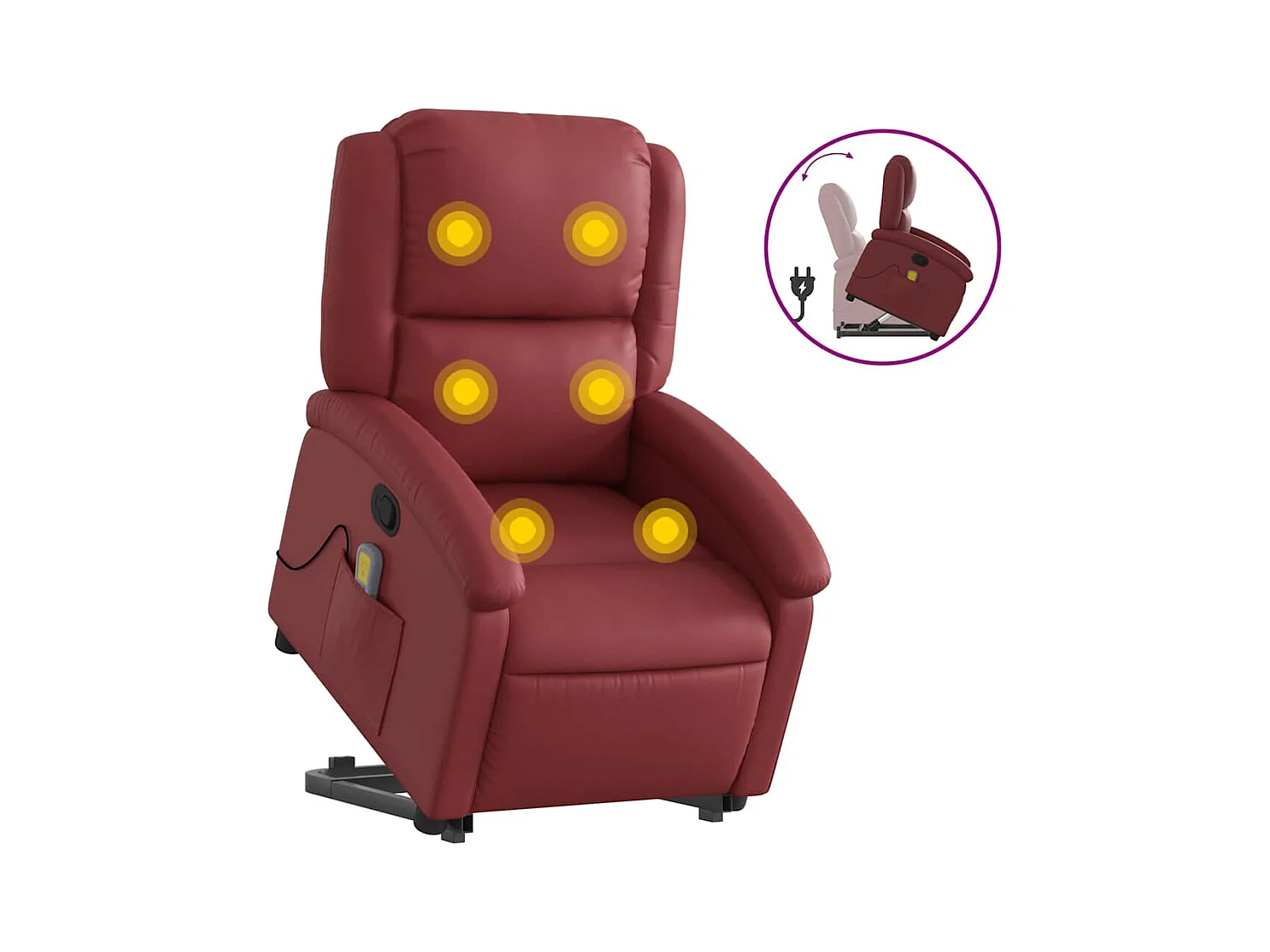 Fauteuil inclinable-Chaise de relax-Fauteuil de Massage Rouge bordeaux Similicuir SHL3286