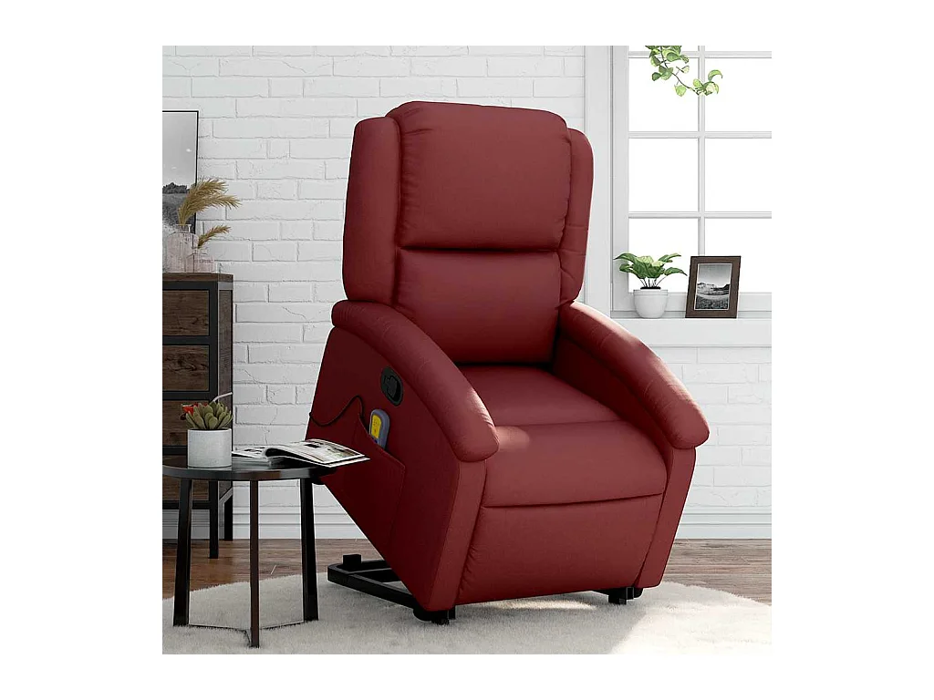 Fauteuil inclinable-Chaise de relax-Fauteuil de Massage Rouge bordeaux Similicuir SHL3286